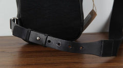 Genuine Small Black Leather Mens Cool Chest Bag Sling Bag Crossbody Pack for men