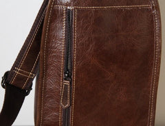 Brown Leather Mens Cool Sling Backpack Chest Bag Sling Bag Crossbody Pack for men