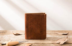 Handmade Leather Mens Small Wallets Bifold Vintage Slim billfold Wallet for Men