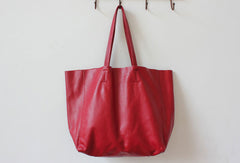 Handmade Vintage Leather Oversize Tote Bag Shoulder Bag Handbag For Women - EverHandmade