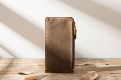 Cool Canvas Leather Mens Bifold Long Cards Wallet Long Wallet for Men