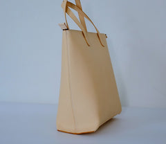 Handmade Leather Beige Womens Tote Purse Tote Shoulder Bags for Women