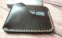 Handmade Leather Mens Slim Front Pocket Wallets Leather Cards Wallet for Men