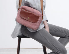 Cool Mens Canvas Leather Side Bag Gray Courier Bag Messenger Bag for Men