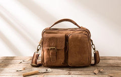 Cool Leather Small Mens Messenger Bags Small Shoulder Bags  for Men