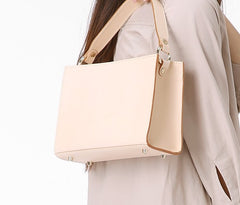 Fashion Beige Leather Women Box Tote Bag Box Handbag Shoulder Bag For Women