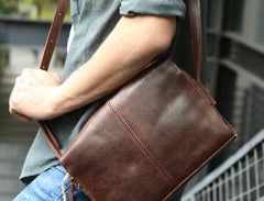 Cool Leather Mens Small Messenger Bag Shoulder Bag for men