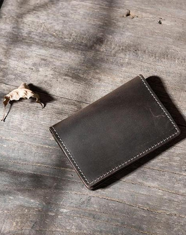 Handmade Leather Mens Cool billfold Wallet Card Holder Small Card Slim Wallets for Men