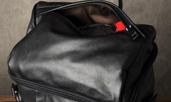 Genuine Leather Mens Cool Backpack Large Black Travel Backpack for men