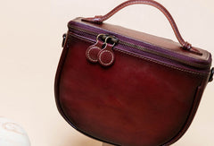 Handmade Genuine Leather Round Handbag Bag Crossbody Bag Shoulder Bag Purse For Women - EverHandmade