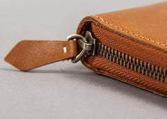 Vintage Leather Mens Small Wallet Zipper billfold Wallet for Men