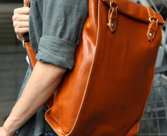 Brown Leather Mens Backpack Travel Backpacks Laptop Backpack for men