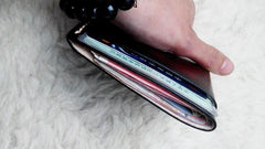 Leather Mens Slim Front Pocket Wallets Dark Brown Leather Cards Wallet for Men