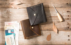 Cool Handmade Leather Mens Small Wallets Bifold Vintage billfold Wallet for Men