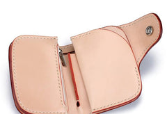 Handmade Leather Small Tooled Floral Mens billfold Wallet Cool Chain Wallet Biker Wallet for Men