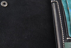 Handmade Genuine Leather Mens Cool Long Leather Wallet Bifold Clutch Wallet for Men
