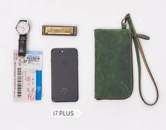 Cool Leather Mens Wristlet Wallet Vintage Clutch Zipper Wallet for Men