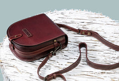 Handmade Leather Purse Saddle Bag Round Circle Bag Messenger Bag Crossbody Bag Shoulder Bag Purse For Women