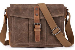 Mens Waxed Canvas Small Side Bag Messenger Bag Canvas Courier Bags for Men