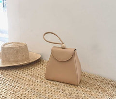 Stylish Leather Beige Womens Handbag Clutch Purse Wristlet Bag for Women
