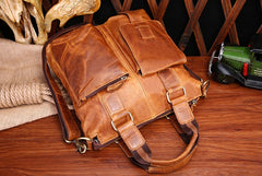 Leather Mens Vintage Briefcase Business Bag Work Bag For Men