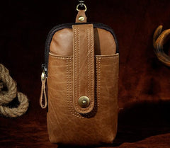 Mens Small Leather Holster Belt Case Belt Pouch Cell Phone Waist Pouch for Men