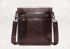Cool Coffee Small Square Leather Mens Side Bag Messenger Bag Shoulder Bag for Men