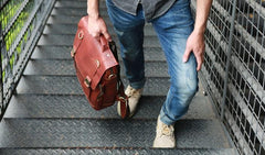 Red Brown Leather Mens Backpack Travel Backpacks Laptop Backpack for men