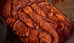 Handmade Leather Tooled Ganesh Mens Chain Biker Wallets Cool Leather Wallet Zipper Long Wallets for Men