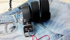 Handmade Black Leather Mens Belt Leather Belt for Men