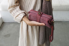 Vintage LEATHER Womens Wristlet Bag Change Long Wallet FOR Women