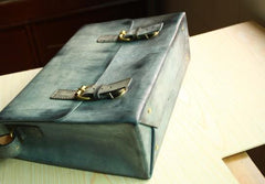 Handmade Vintage Leather Mens Messenger Bags Gray Shoulder Bag for Men