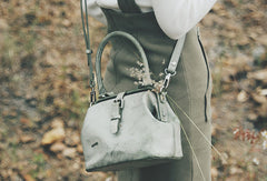 Handmade leather handbag Green doctor bag shoulder bag cossbody bag purse women