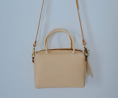 Handmade Leather Beige Womens Small Handbag Shoulder Bag Crossbody Purse for Women