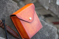 Handmade Brown Leather Belt Pouch Mens Waist Bag CIGARETTE Pouch for Men