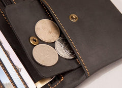 Vintage Leather Long Wallets for men Bifold Men Long Wallets