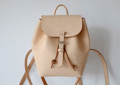 Handmade Leather Beige Womens Backpack Travel Backpack School Backpack for Women
