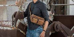 Vintage Leather Fanny Packs Mens Waist Bag Hip Pack Belt Bag for Men