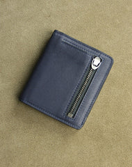 Cute Women Gray Leather Small Bifold Wallet Billfold Wallet with Coin Pocket For Women