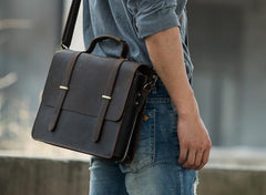 Cool Coffee Leather Mens Briefcase Work Shoulder Bag Laptop Bag Business Bag for Men