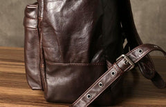 Coffee Leather Mens Cool Backpacks Large Travel Backpack Hiking Backpack for men