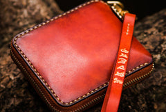 Handmade leather Mens Tibet Small biker wallet zipper billfold Chain Wallet for Men - EverHandmade