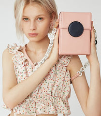 Cute Leather Pink Womens Mini Box Chain Purse Box Shoulder Bag for Women