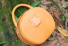Handmade handbag round purse leather crossbody bag purse shoulder bag for women
