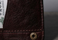 Handmade Genuine Leather Mens Cool Slim Leather billfold Wallet Men Small Wallets Bifold for Men