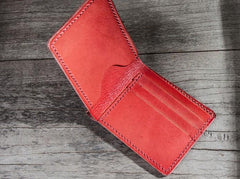 Cool Leather Men Small Wallet Bifold Vintage billfold Wallet for Men