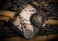 cool mens wallets​ Handmade Leather Wallet Biker Wallet Snake Skin Wallet Cool Wallets for Men Biker Chain Wallet