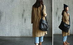Vintage WOMENs LEATHER Large Messenger Bag Shoulder Bag Purse FOR WOMEN