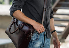 Red Brown Leather Mens Briefcase Work Bag Laptop Bag Business Bag for Men