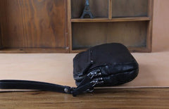 Handmade Genuine Leather Mens Cool Long Leather Wallet Zipper Clutch Wristlet Wallet for Men